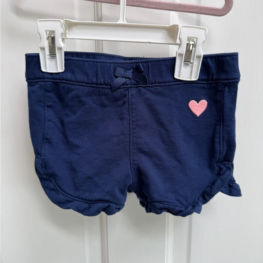NWOT Simple Joys by Carter’s 3T Girls Blue Soft Shorts with Pink Heart